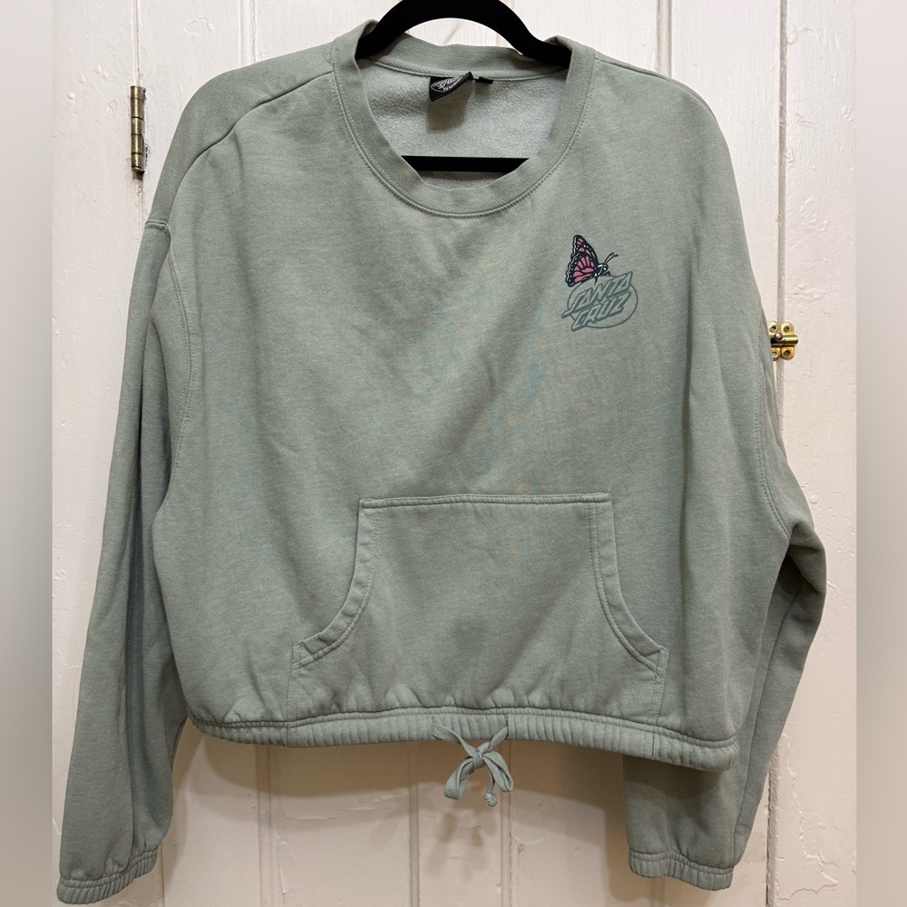 Green Santa Cruz Skateboards Mushroom Graphic Women's Cropped Sweater - Picture 13 of 13